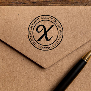 Modern Classic Family Name Return Address Circular Self-inking Stamp
