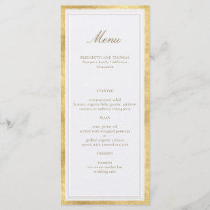 Modern Classic Faux Gold Pearl Formal Wedding Menu
