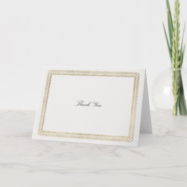 Modern Classic Formal Golden Lys Ivory Wedding Thank You Card (Front)