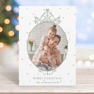 Modern Classic Frame Merry Christmas Photo         Holiday Card