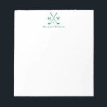 Modern Classic Green Crossed Clubs Golf Monogram N Notepad<br><div class="desc">Modern Classic Green Crossed Golf Club Ball Monogram Note Card</div>
