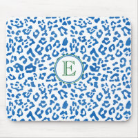 Modern Classic Ladies Blue Leopard Print Monogram