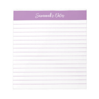 Modern Classic Lavender Script Personalized Notepad