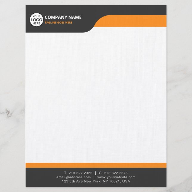 Modern Classic Letterhead with Bold Orange Accent (Front)