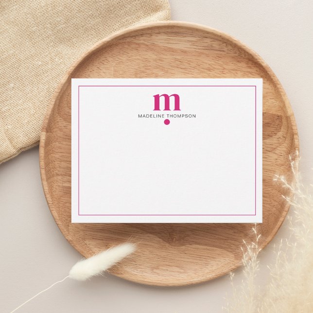 Modern Classic Magenta Dotted Monogram Typography Card (Creator Uploaded)