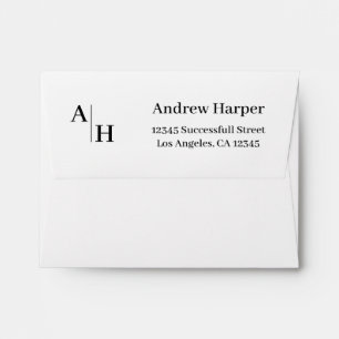 Modern Classic Minimalist Custom Monogram Initial Envelope