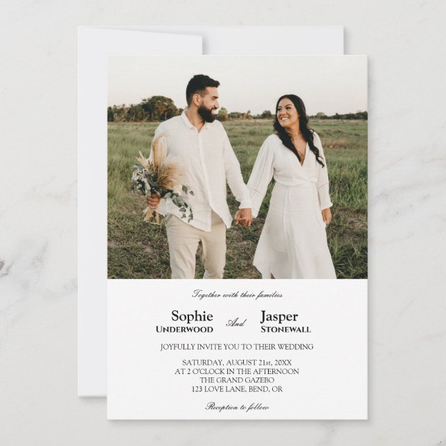Modern Classic Minimalist Photo Wedding Invitation (Front)