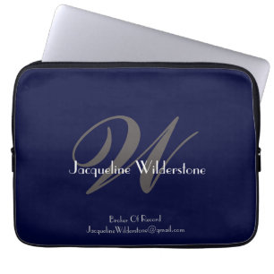Modern Classic Monogram And Name Chic Professional Laptop Sleeve