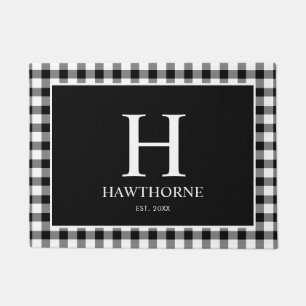 Modern Classic Monogram Gingham Plaid Doormat