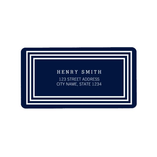 Modern Classic Navy Blue White Borders Address