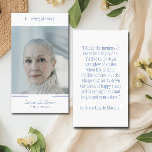 Modern Classic Photo In Loving Memory Prayer Card