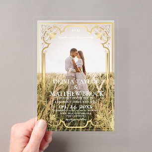 Modern Classic Photo Wedding Acrylic Invitations
