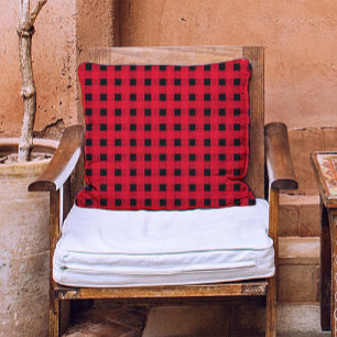 modern Classic red & black buffalo plaid Throw Pillow