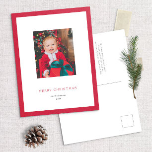 Modern Classic Red Frame Christmas Photo Card