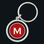 Modern Classic Red Monogram Keychain<br><div class="desc">Personalized Classic Monogrammed Keychain Monogram Initial Black Red White. Perfect as holiday gift, family reunion favours, thank you gift for groomsmen and gift for any special occasions.</div>