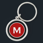 Modern Classic Red Monogram Keychain<br><div class="desc">Personalized Classic Monogrammed Keychain Monogram Initial Black Red White. Perfect as holiday gift, family reunion favours, thank you gift for groomsmen and gift for any special occasions.</div>