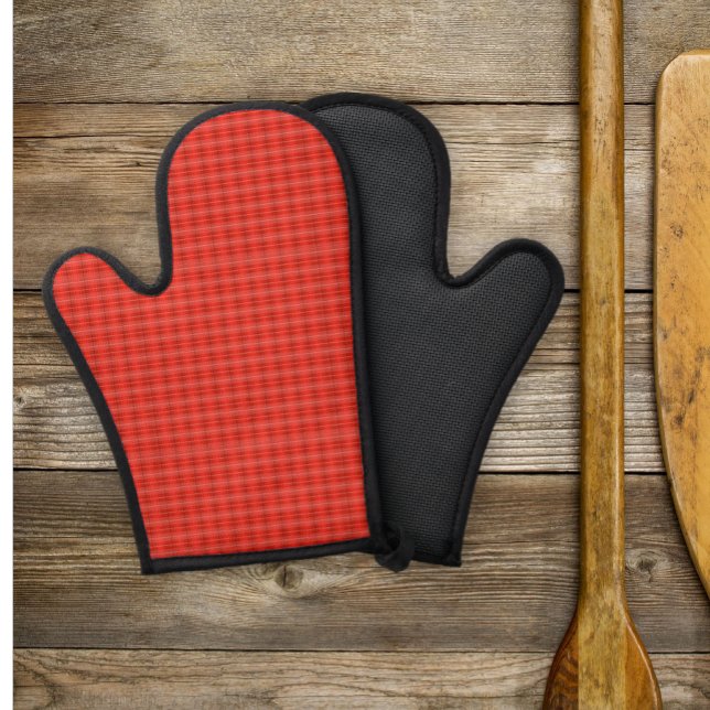 Modern Classic Red Plaid Oven Mitt (Modern Classic Red Plaid Oven Mitts (front and back))