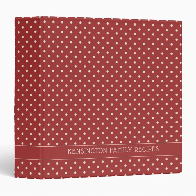 Modern Classic Red Polka Dots Recipe Binder (Front/Spine)