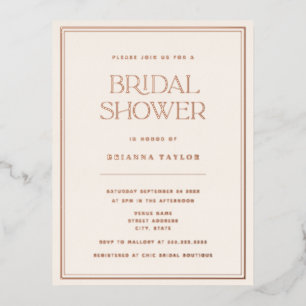Modern Classic Rose Gold Bridal Shower Foil Invitation Postcard