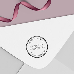 Modern Classic Round Border Name Return Address Self-inking Stamp