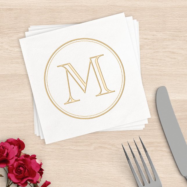 Modern Classic Round Monogram Foil Napkins (Creator Uploaded)