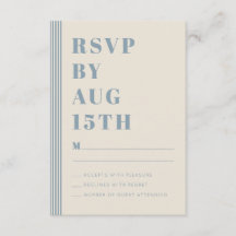 Modern Classic RSVP Blue Striped Wedding 