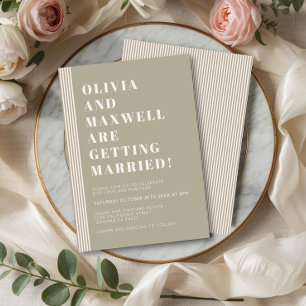 Modern Classic Sage Green Striped Wedding  Invitation