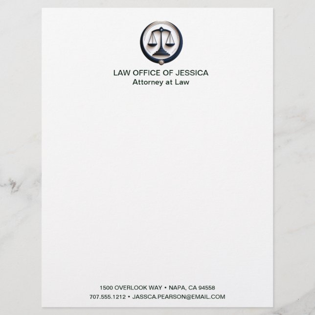 Modern Classic Scales Of Justice Law Letterhead (Front)