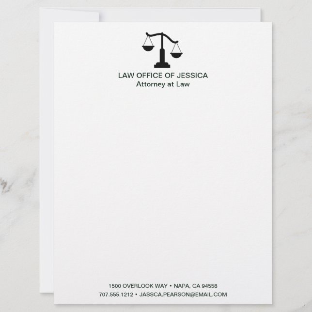 Modern Classic Scales Of Justice Law Letterhead (Front)