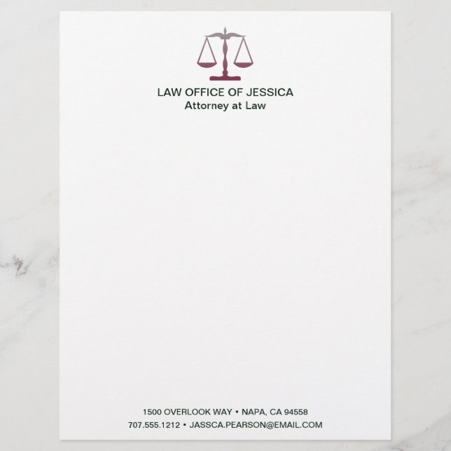 Modern Classic Scales Of Justice Law Letterhead (Front)
