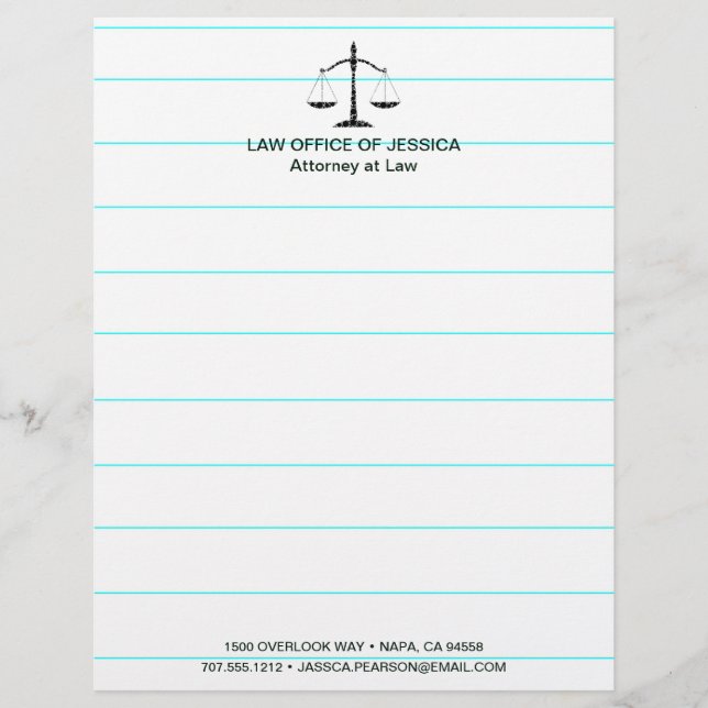 Modern Classic Scales Of Justice Law Letterhead (Front)