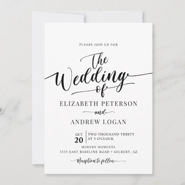 Modern Classic Script Wedding Invitation (Front)