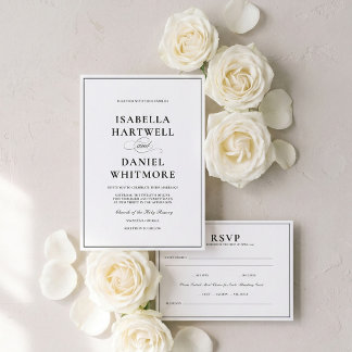 Modern Classic Serif Framed Wedding Invitation