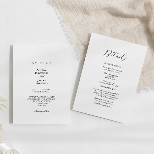 Modern Classic Simple Details All In One Wedding Invitation (Creator Uploaded)