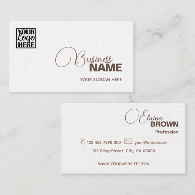 Modern Classic Simple Light Grey with Logo Elegant Business Card (Front/Back)