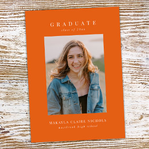 Modern Classic Simple Orange Two Photo Graduation Announcement