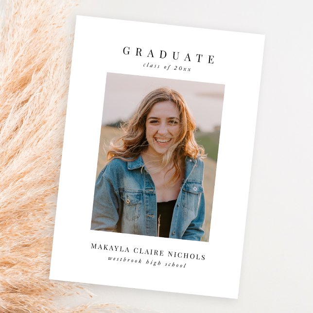 Modern Classic Simple Two Photo Graduation Announcement (Creator Uploaded)