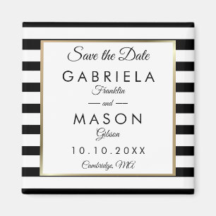 Modern Classic Stripe Save the Date Magnet