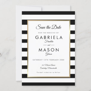 Modern Classic Stripe Wedding Save the Date Invitation