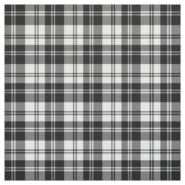 Modern classic tartan Christmas plaid black white  Fabric (Swatch)