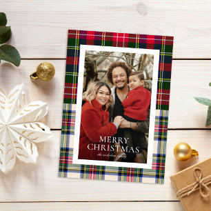 Modern Classic Tartan Plaid One Photo Holiday Card