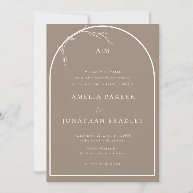 Modern Classic Taupe | Formal Wedding Invitation (Front)