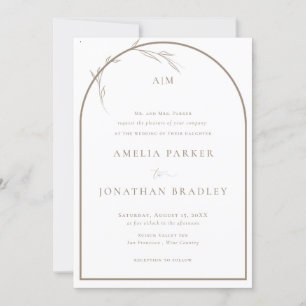 Modern Classic Taupe Formal Wedding Invitation