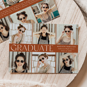Modern Classic Terracotta 12 Photo Graduation Announcement