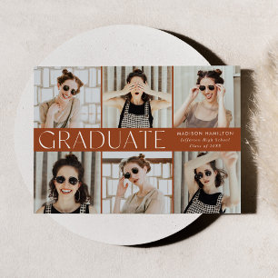 Modern Classic Terracotta 6 Photo Graduation Announcement