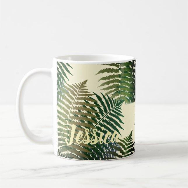 Modern Classic Tropical Palm Custom Coffee Mug (Left)