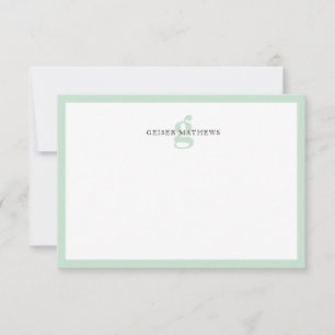 Modern Classic Typographic Green Monogram Card