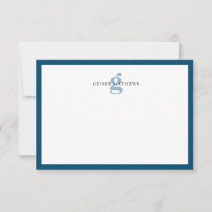 Modern Classic Typographic Navy Blue Monogram Card
