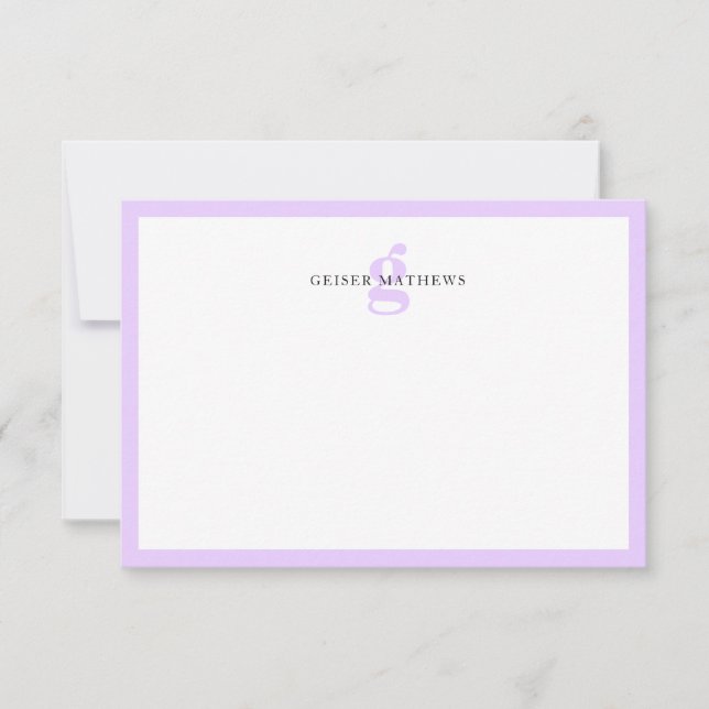 Modern Classic Typographic Purple Monogram Card (Front)