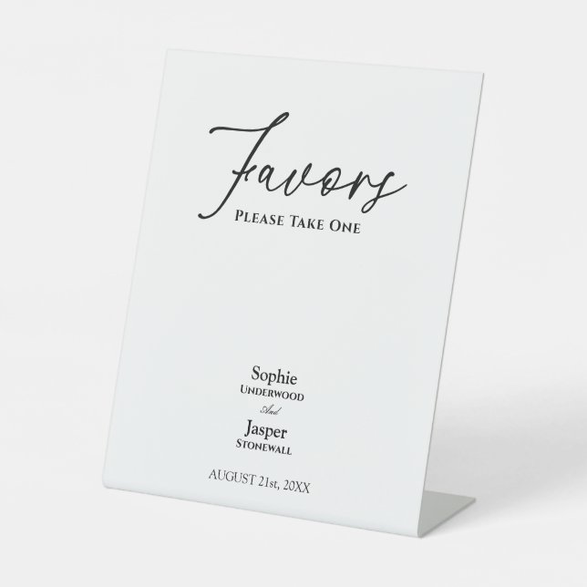 Modern Classic Wedding Favours Pedestal Sign (Front)